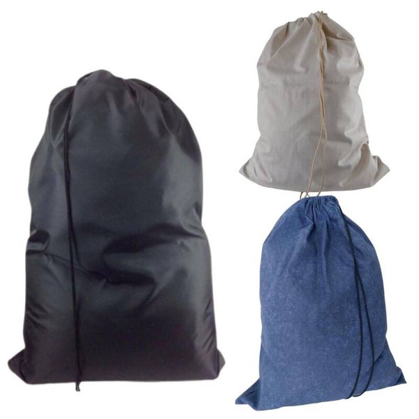 Bluvardi katoenen waszakken set van 3 stuks - XXL -zwart - natural cotton - blauw