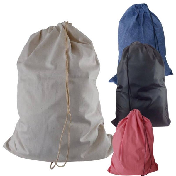 Bluvardi katoenen waszakken set van 4 stuks - XXL -heavy duty natural cotton-red bruin- zwart-navy blue