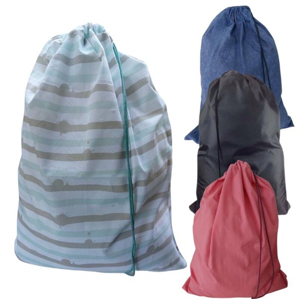 Bluvardi katoenen waszakken set van 4 stuks - XXL -energy-red bruin- zwart-navy blue
