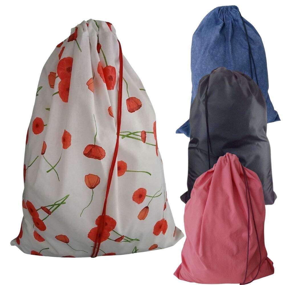 Bluvardi katoenen waszakken set van 4 stuks - XXL -flowers -red bruin- zwart - navy blue