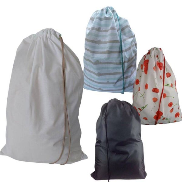 Bluvardi katoenen waszakken set van 4 stuks - XXL -wit - zwart-flowers-energy