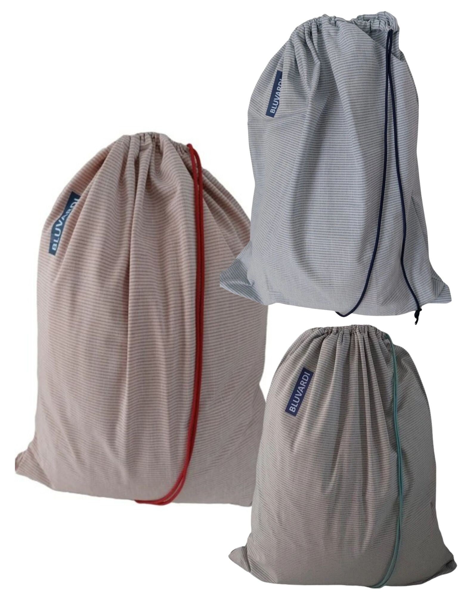 Bluvardi katoenen waszakken set van 3 stuks - XXL -aqua red-green- blue