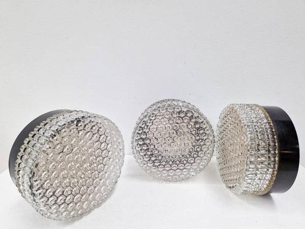 Vintage Glass Ceiling lights, Set of Three