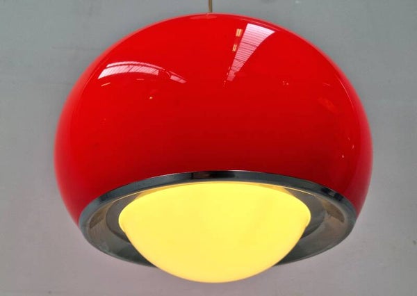 Red Pendant Lamp Designed By Harvey Guzzini