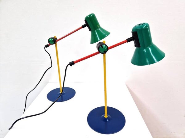 Set of two Postmodern desk lamp by Veneta Lumi, 1980s Memphis Milano style