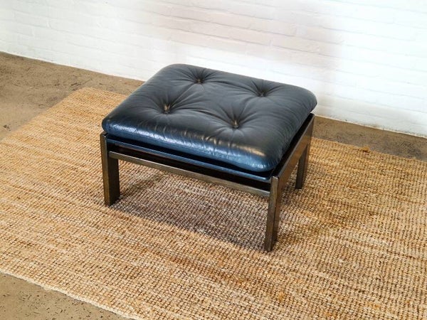 Green Leather Ottoman, 1970s