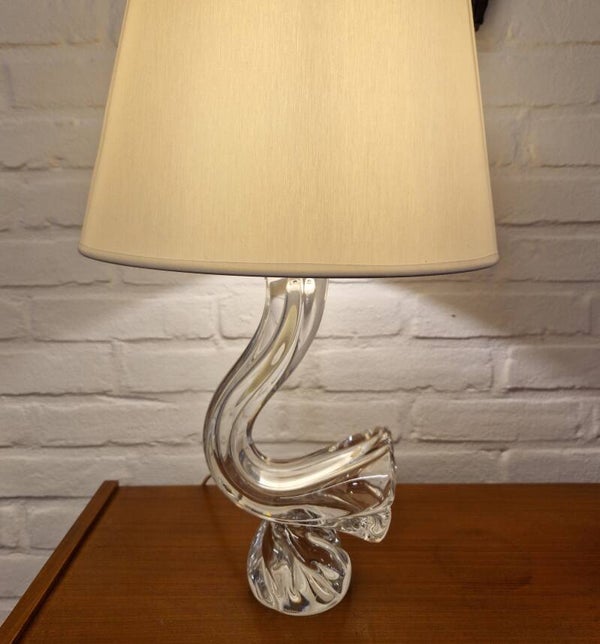 Crystal Swan Table Light by Daum, France 1960s