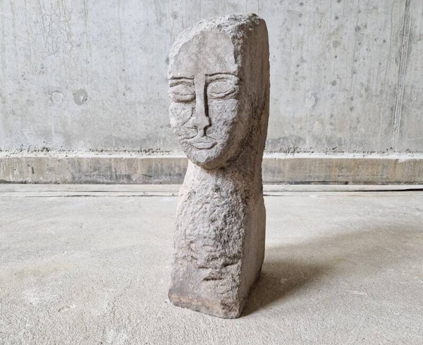 Brutalist Carved Sculpture in Stone, 1970s