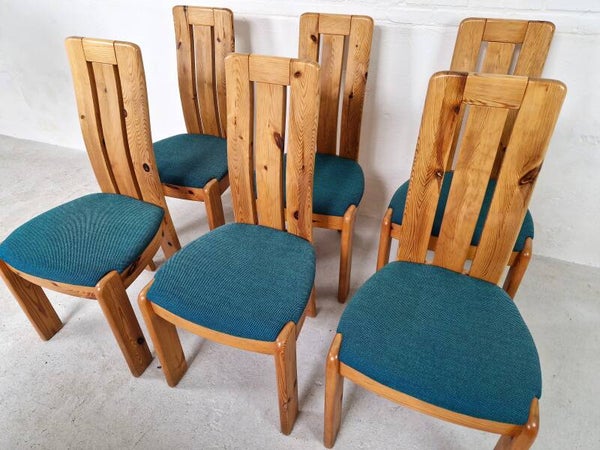 Set of 6 Danish Pine Dining Chairs, 1970s