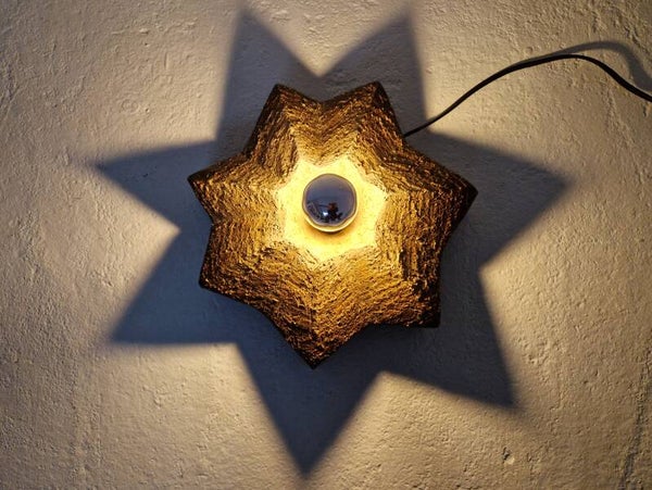 Star Shaped Clay Wall or Table Light, 1970s