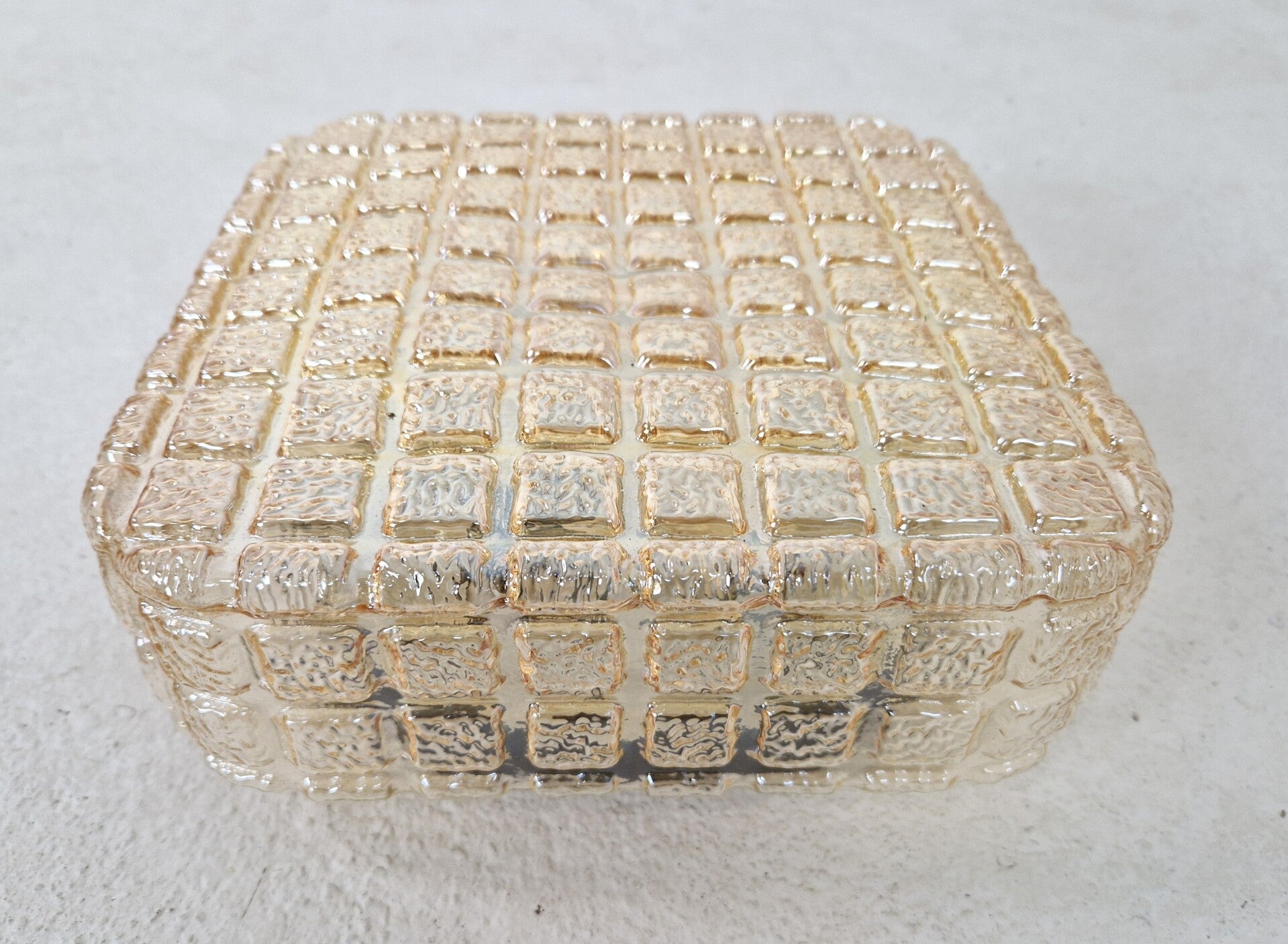 Vintage Gold Colored Glass Ceiling Light, 1960s