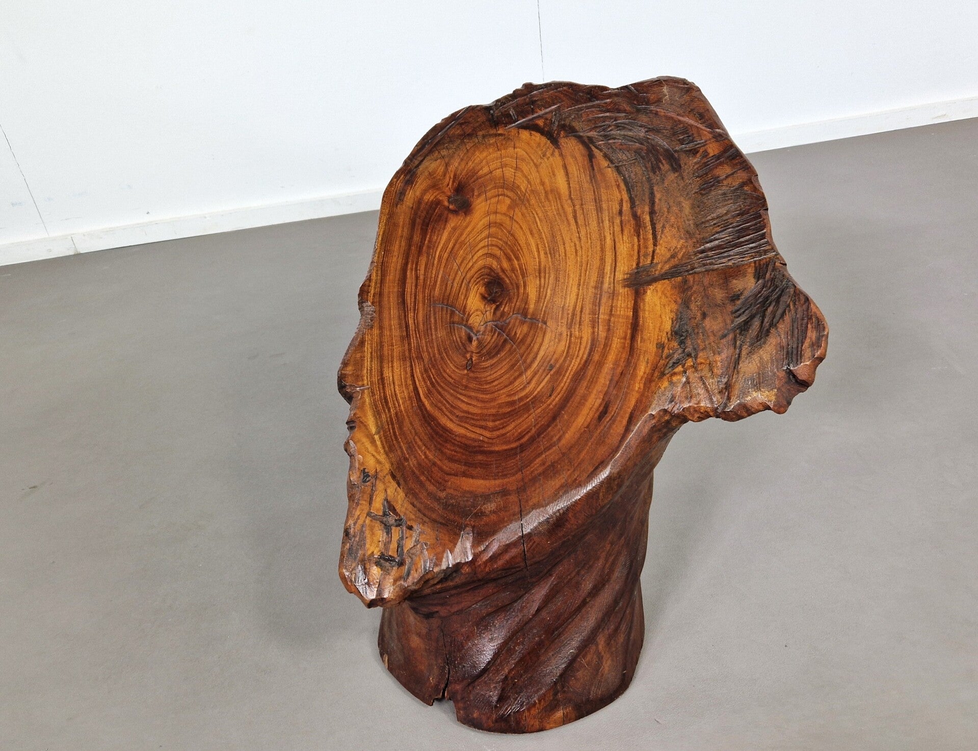 Sculpture Female Face | Carved Wood | 1970s
