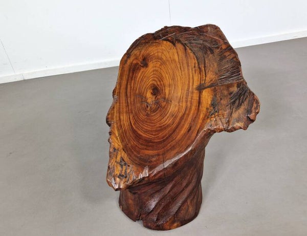 Sculpture Female Face | Carved Wood | 1970s