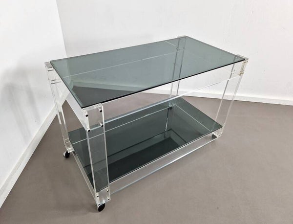 Lucite and Smoked Glass Trolley | 1970s