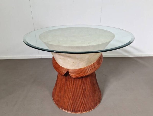 Vintage Dining Table | Stone and Pencil Reed | 1970s