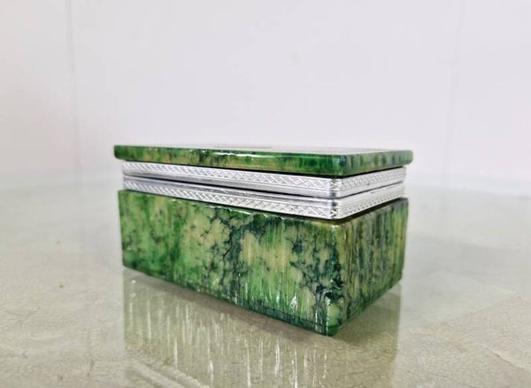 Vintage Green Alabaster Jewel Box | Italy 1970s