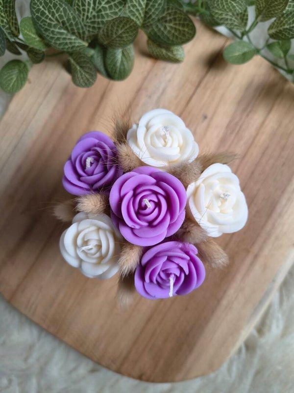 Mini Rozen Boeket Paars-Wit - Direct leverbaar