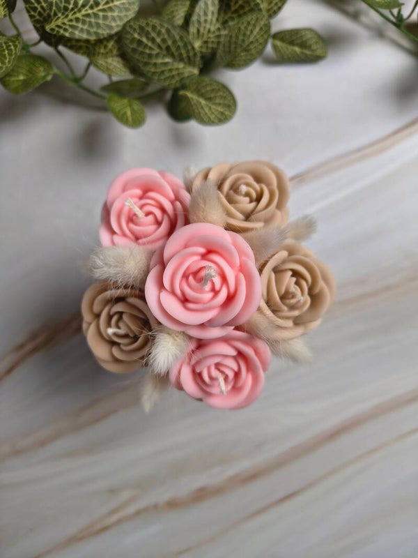 Mini Rozen Boeket Roze-Beige - Direct leverbaar