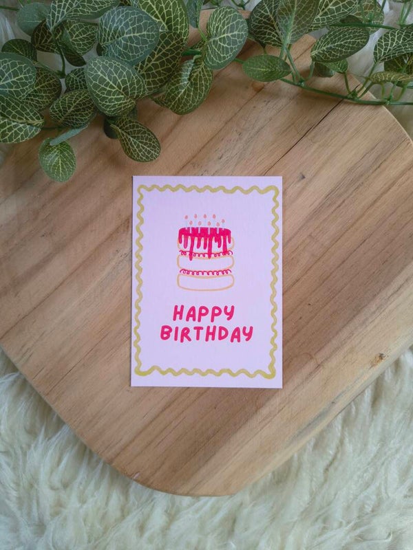 Wenskaart - Happy Birthday Taart