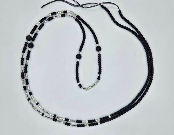 Black & Silver Obsidian Waist Beads