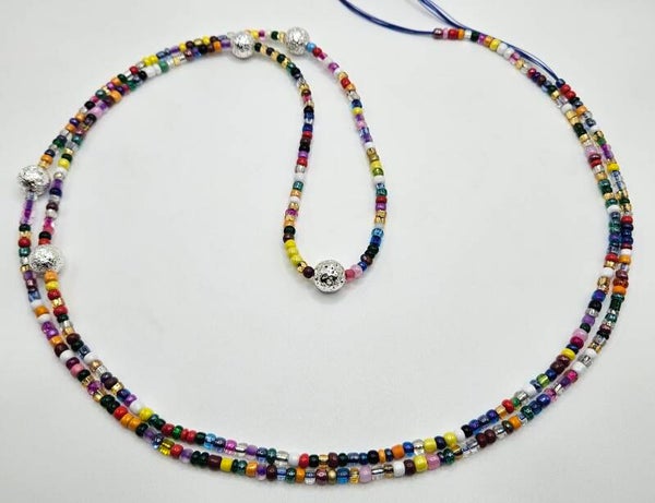 Pop Up Mix w/ Lava Stone (Silver) Waist Beads