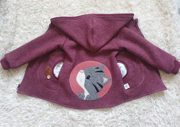 Wollwalk Jacke " Katze" , Gr.116-122