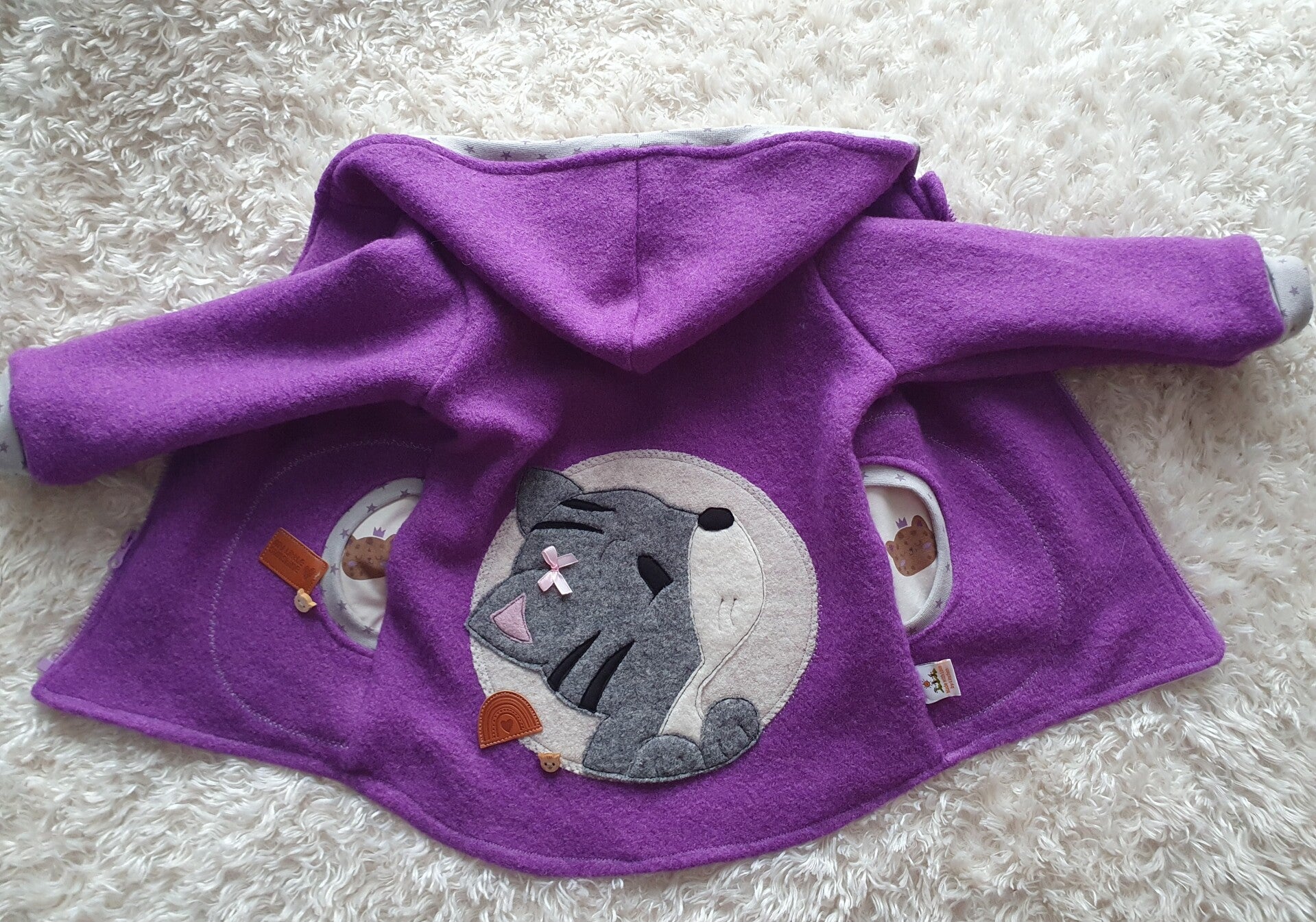 Wollwalk Jacke " Katze " ,GR.98-104