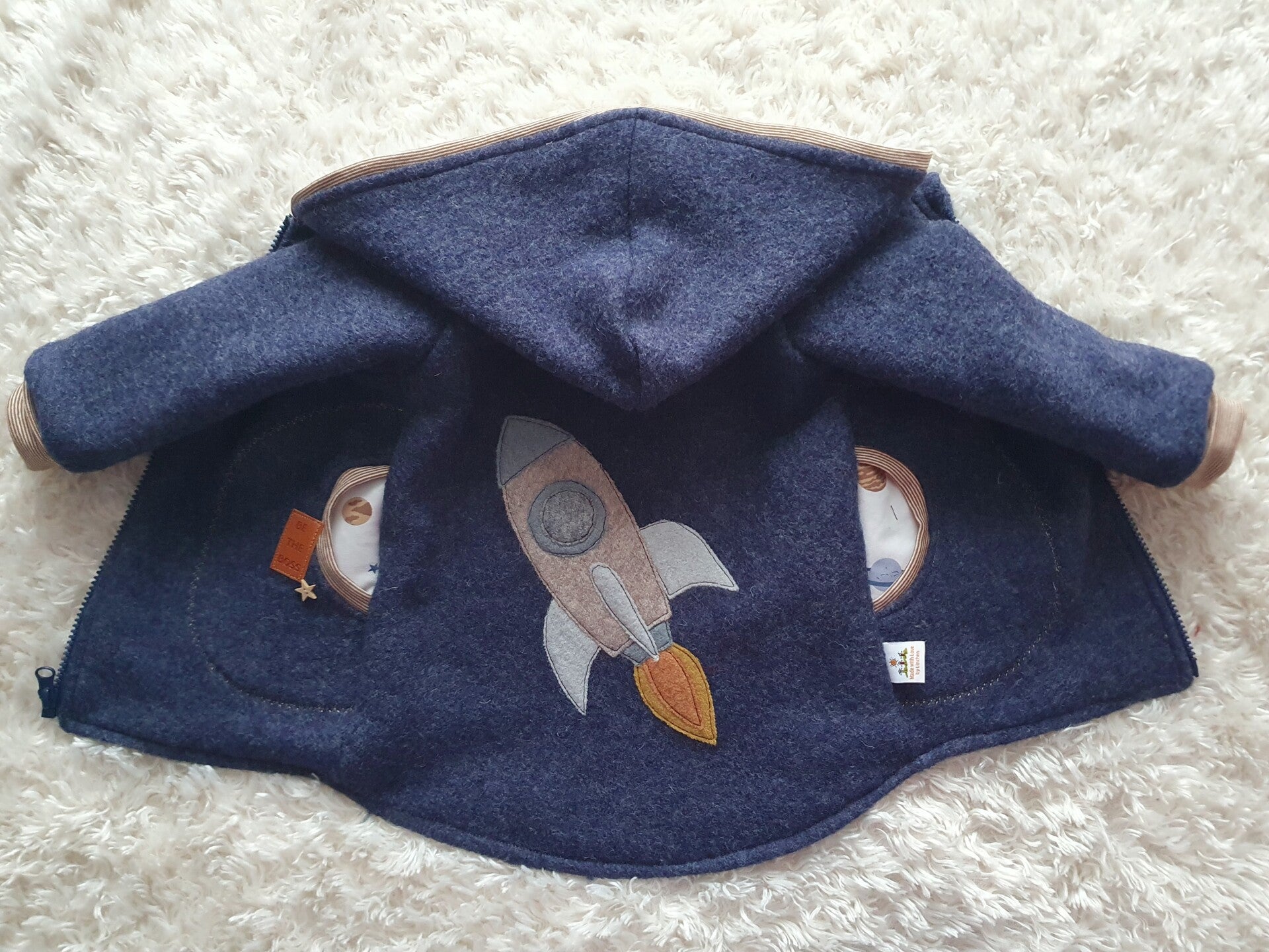 Wollwalk Jacke " Weltall" , GR.98-104