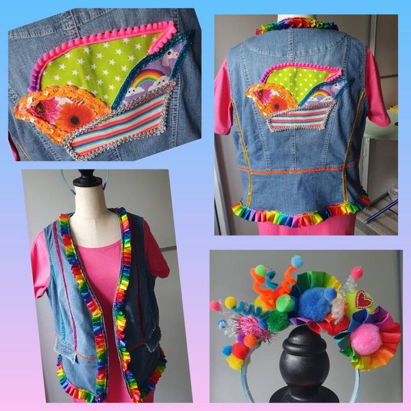 Mama Karneval Weste mit Applikation  Rock und Haarreifen