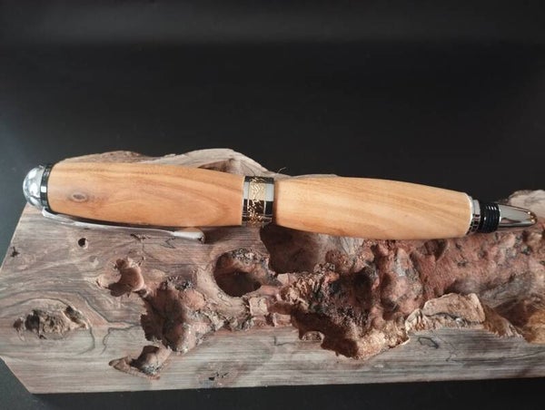 Stylo Gentleman II Plume Chromé en Bois d'Olivier