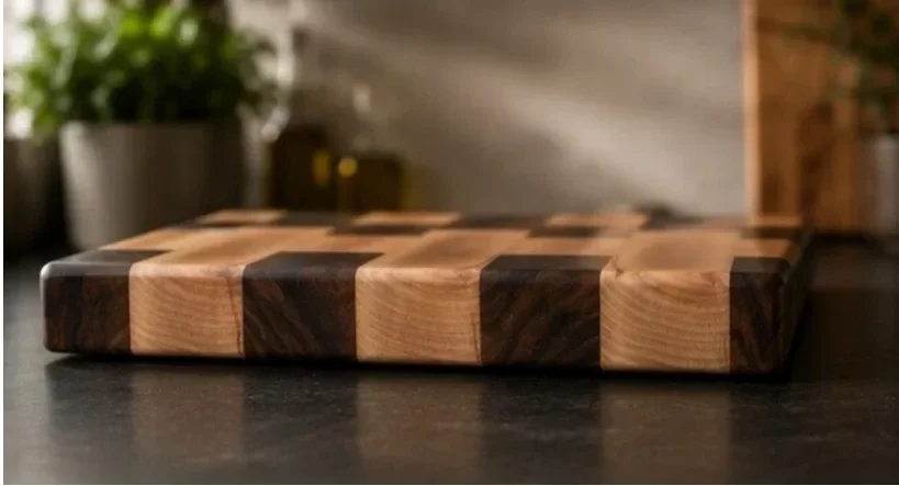Détail du veinage d’une planche Albâtre en bois de bout
