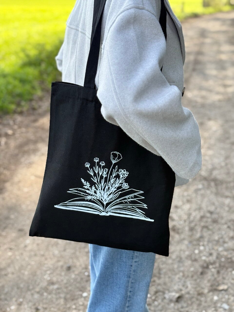 Canvas Tas 'Bookish Flowers'