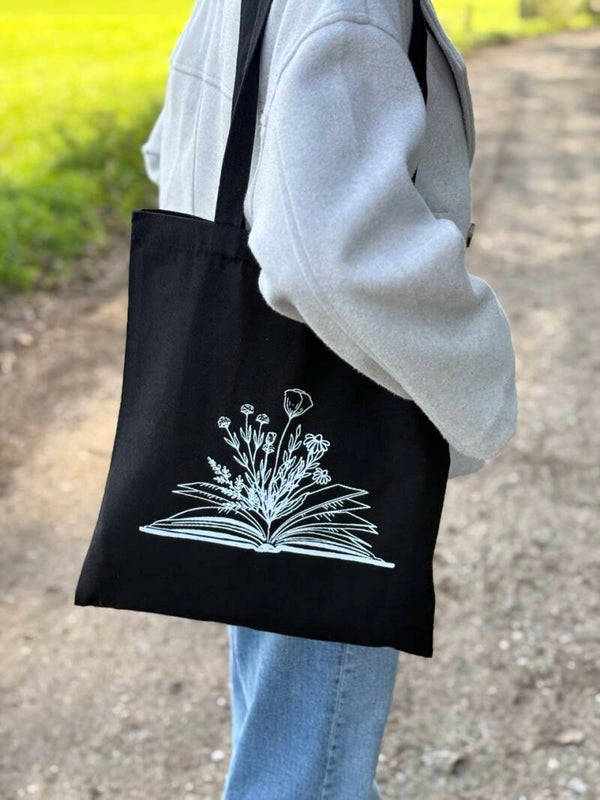 Canvas Tas 'Bookish Flowers'