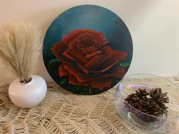 Red Rose Bloom = Original Painting