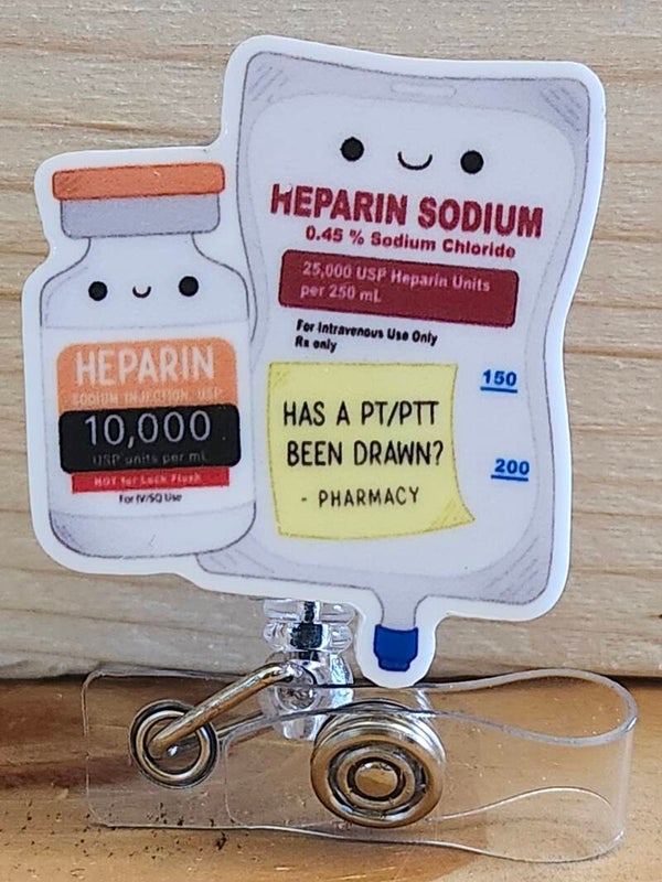 Heparin Sodium Pills Badge Reel