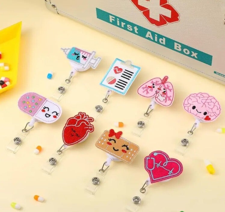 🎗️Embroidered Felt Cloth ID Badge Reel - 8 PCS Bundle