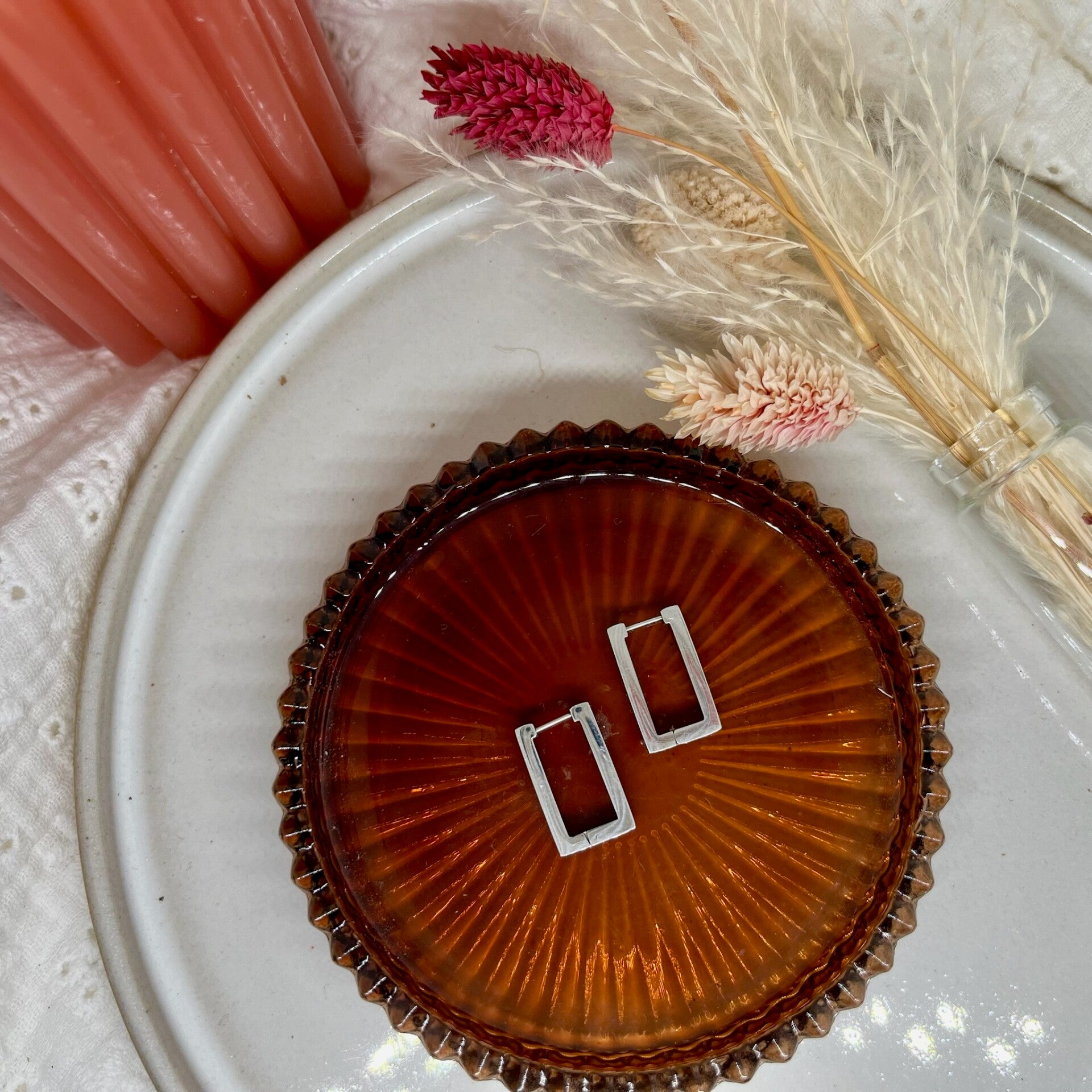 Ring | Vierkant, Plat | Zilver