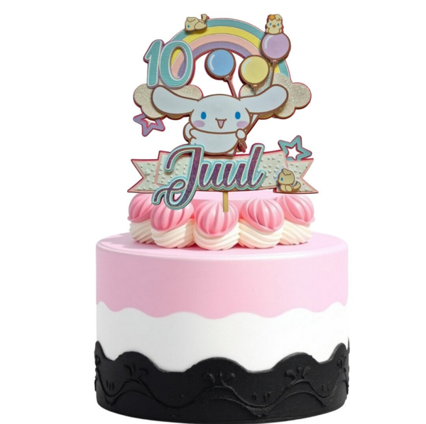 Kawaii Puppy Rainbow TaartTopper