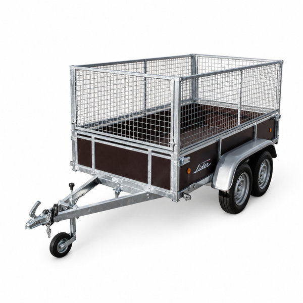 LIDER 45450 - Double essieu avec rehausse grillagée 70 cm - PTAC 500 kg