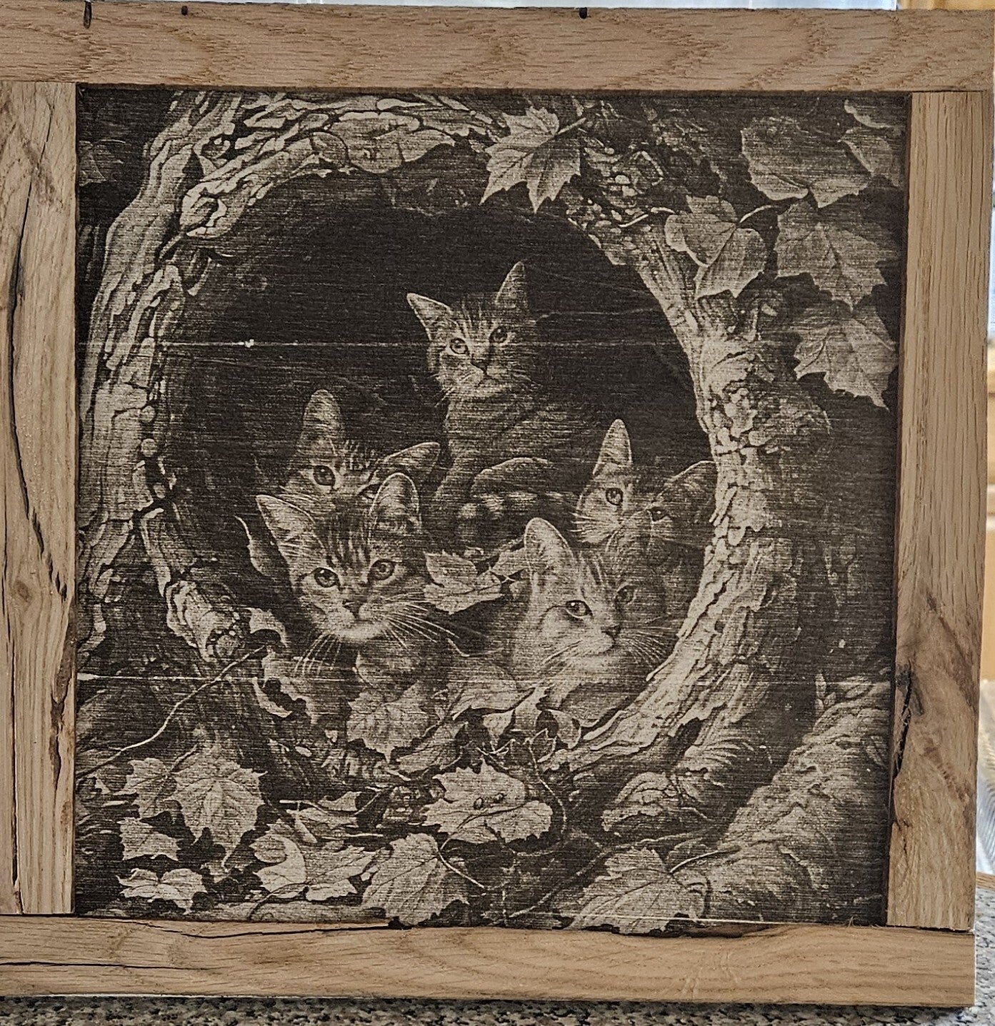 12x12 engraved wood picture