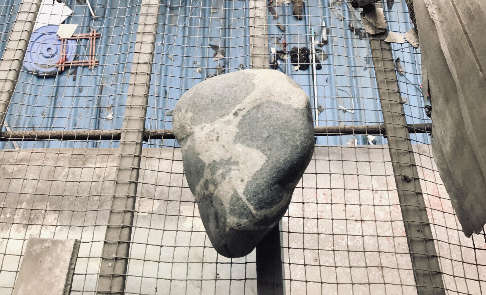 Heart-shaped rock on a baclcony in Chengdu China.