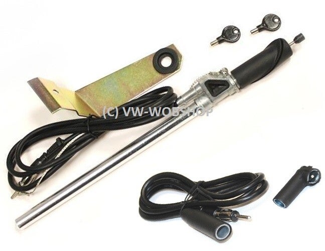 Tomzz Audio 1000-017 Parafango Antenna Telescopica Compatibile Con VW Golf 3 III Vento Asta Cromata Cavo Da 1,2 M Spina DIN