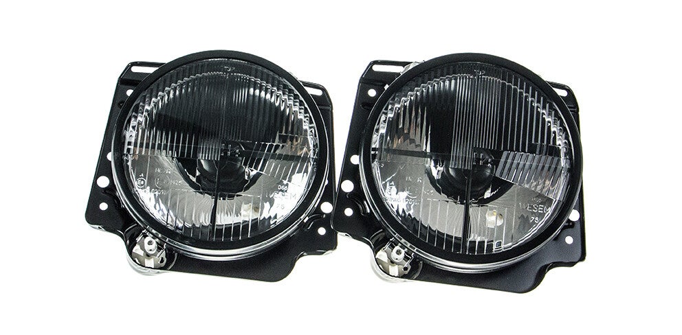 Koplamp zwart met kruis. setprijs   merk WESEM.