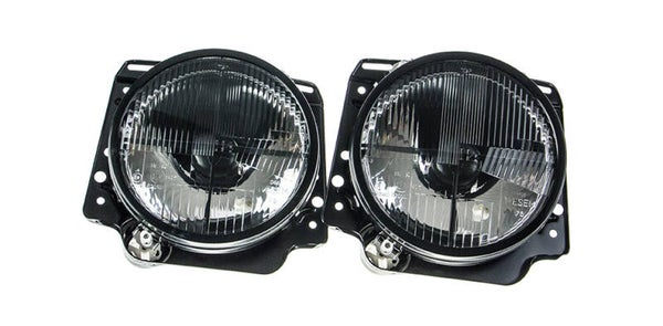 Koplamp zwart met kruis. setprijs   merk WESEM.