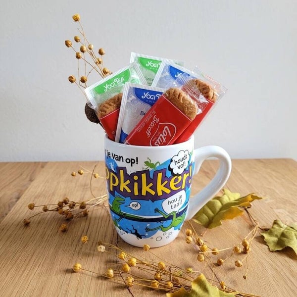 De gevulde Opkikker mok
