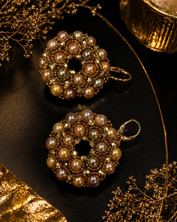 Goldenes Mosaik-Ohrringe