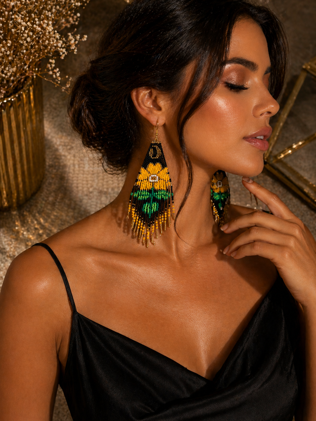 Sonnenblume boho-Ohrringe
