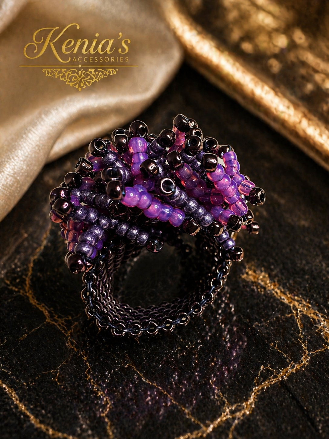 Violette Nachtblüte-Ring