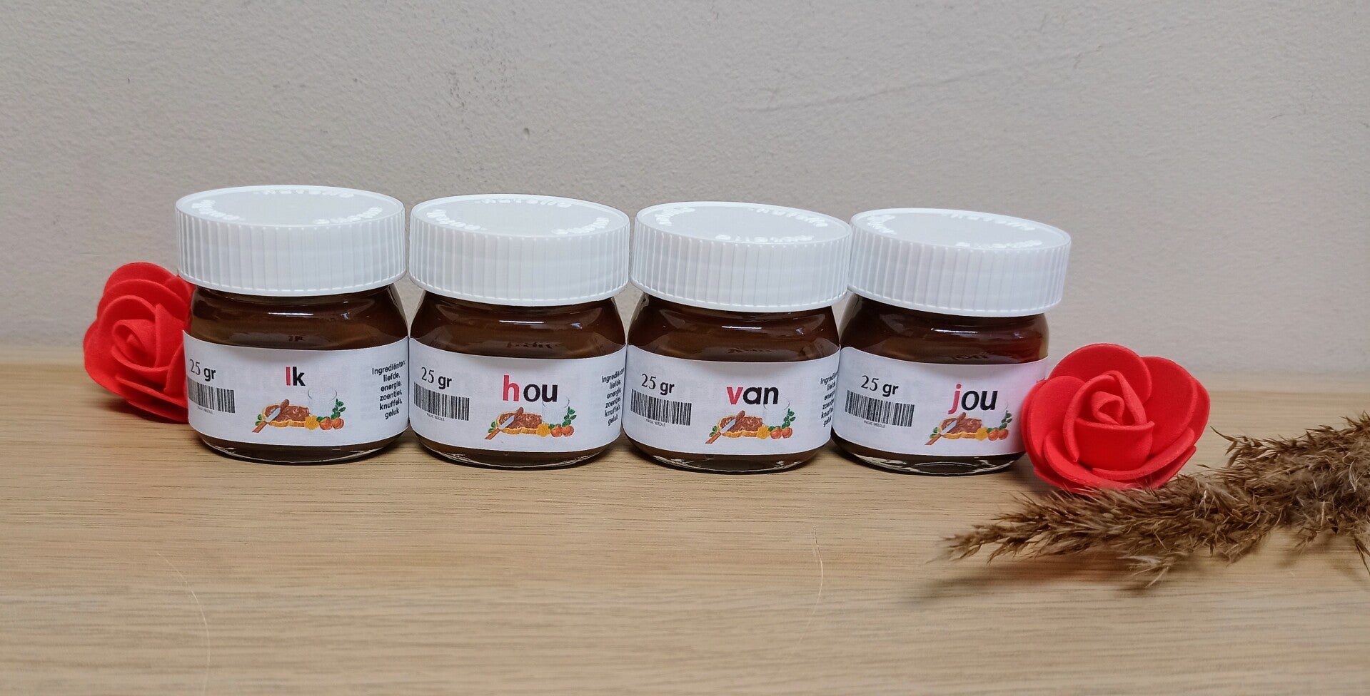 Mini Nutella potjes- Ik hou van jou.