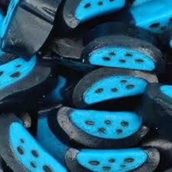 Blauw/zwart fruit bites.